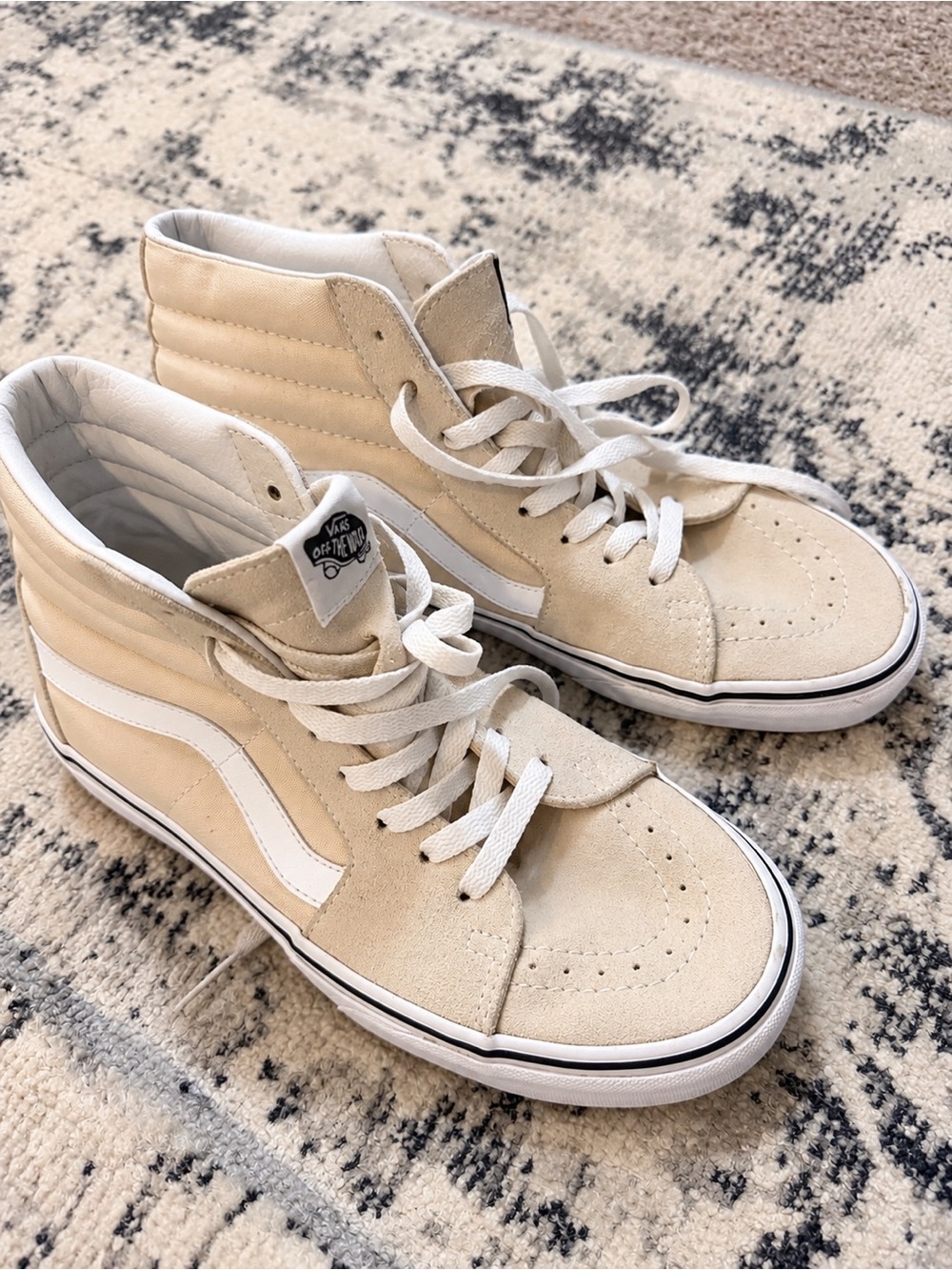 Vans High-Top Suede Sneakers in Beige and White